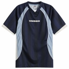 Umbro Men's Panelled Raglan Shirt in Baritone Blue/Brilliant White/Blue Fog