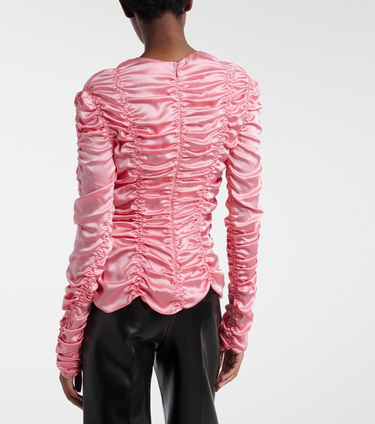 Khaite Rory ruched silk charmeuse top