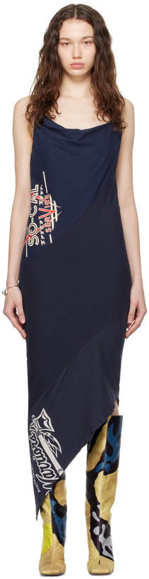 Photo: Conner Ives Navy Reconstituted Midi Dress