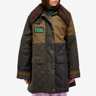 Barbour Women's x Ganni Short Burghley Jacket in Archive Olive/Tan