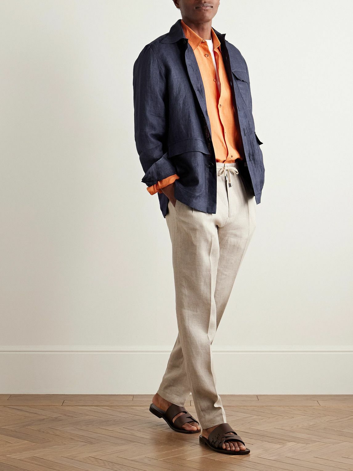 De Petrillo - Linen-Twill Overshirt - Blue