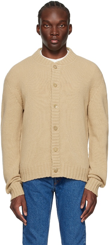 Photo: Palm Angels Beige Embroidered Cardigan