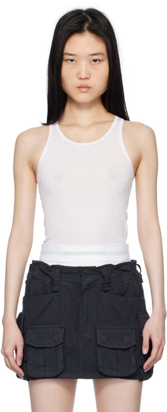 Photo: Alexander Wang White Crystal Hotfix Racer Tank Top