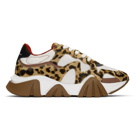 Versace White and Brown Maculato Squalo Sneakers