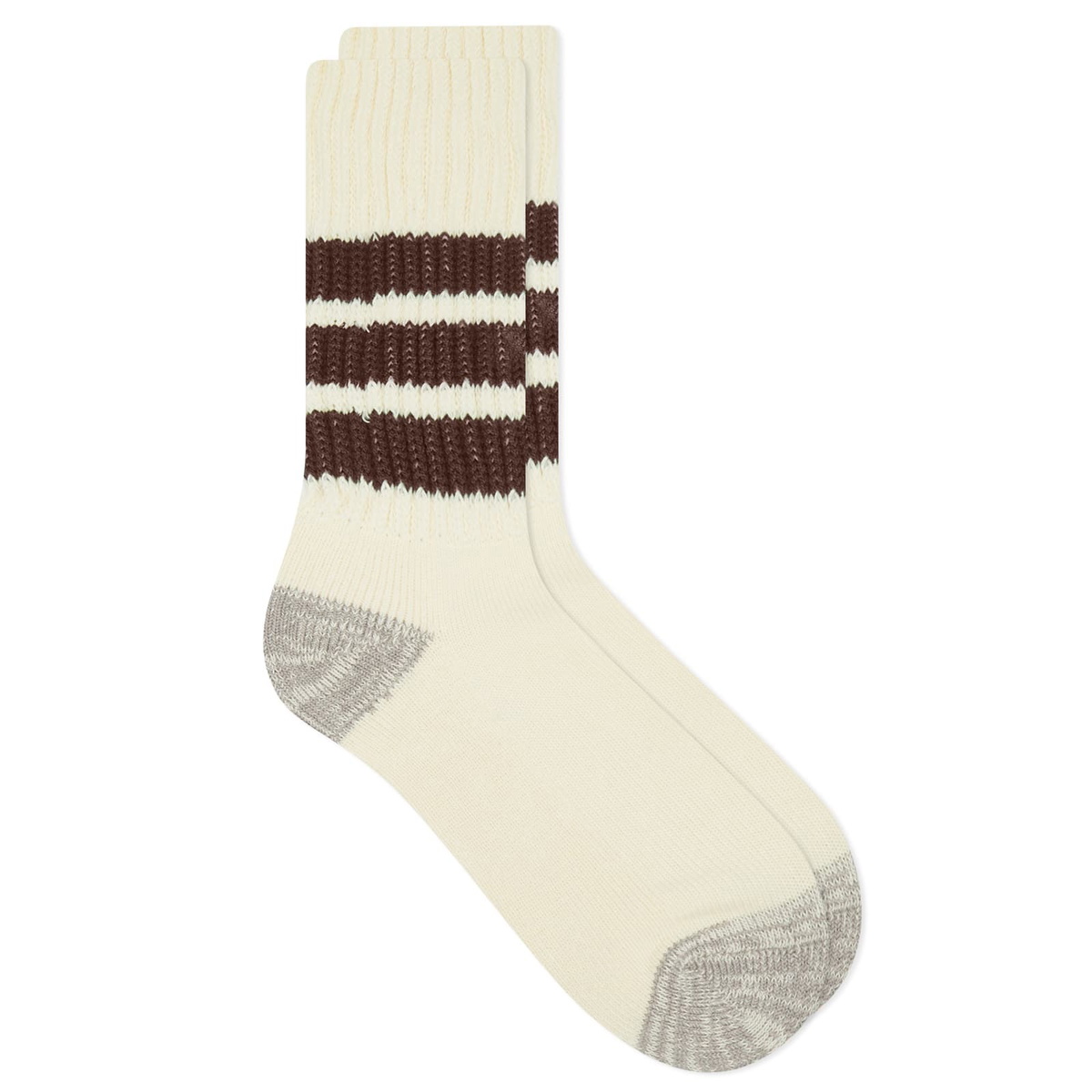 RoToTo Coarse Ribbed Old School Crew Sock in Brown