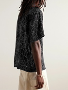 Neighborhood - Camp-Collar Printed Crepe Shirt - Black