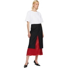 Róhe Black & Red Contrast Upside-Down Midi Skirt