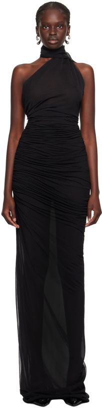 Photo: Ludovic de Saint Sernin Black Semi-Sheer Maxi Dress