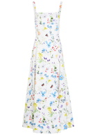 Alice + Olivia Polly Floral Linen-blend Midi Dress Multicoloured
