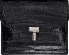 TOTEME Black T-Lock Croco-Embossed Card Holder