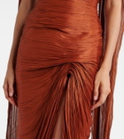 Marmar Halim Pleated taffeta bustier gown and scarf set