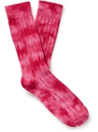 Stussy - Tie-Dyed Ribbed Cotton-Blend Socks