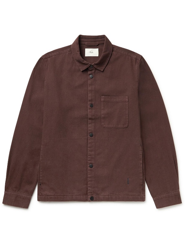 Photo: Folk - Garment-Washed Cotton-Twill Shirt Jacket - Burgundy