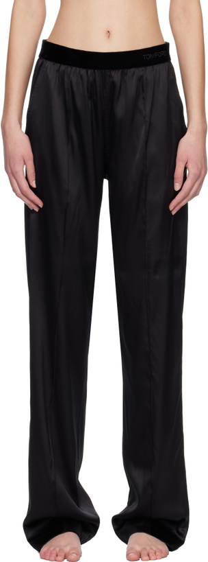 Photo: TOM FORD Black Stretch Silk Satin PJ Lounge Pants