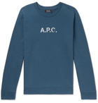 A.P.C. - Slim-Fit Logo-Print Loopback Cotton-Jersey Sweatshirt - Blue