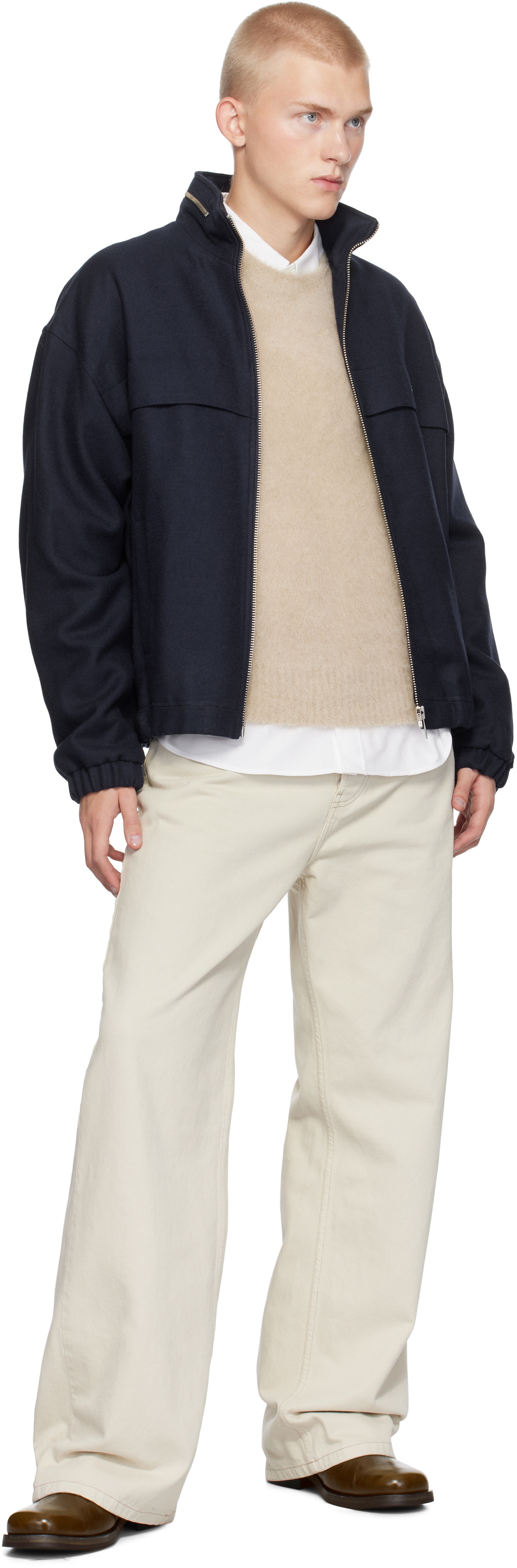 AMI Paris Navy 'Ami Alexandre Mattiussi' Windbreaker Jacket AMI