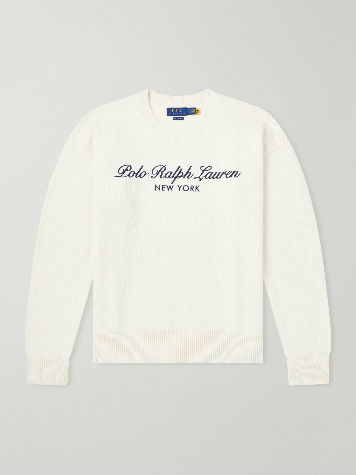 Polo Ralph Lauren - Logo-Embroidered Wool and Cotton-Blend Sweater - Neutrals
