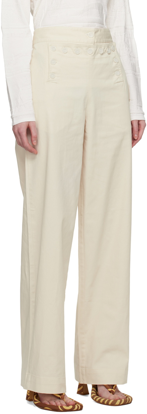 Serapis Off-White Lace-Up Trousers Serapis