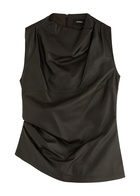 Arma Sarande Gathered Asymmetric Leather top Brown