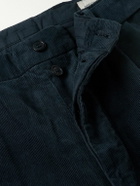 Officine Générale - Hermann Straight-Leg Belted Pleated Cotton-Blend Corduroy Chinos - Blue