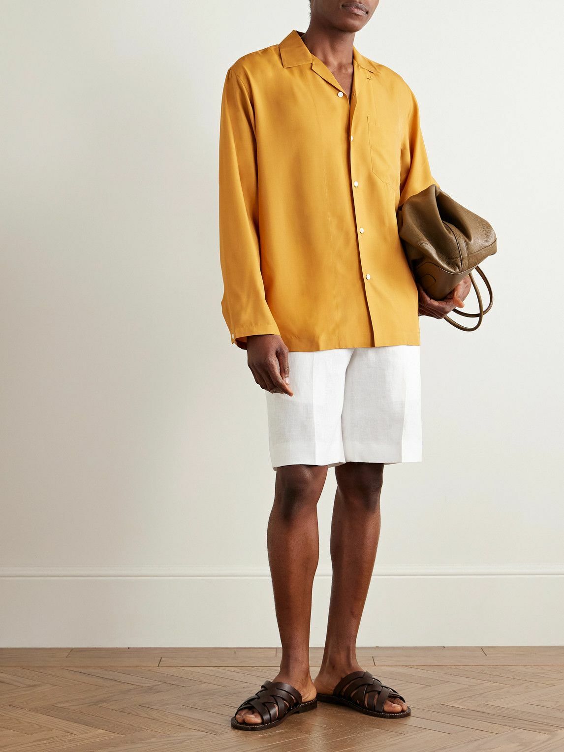 Anderson & Sheppard - Straight-Leg Garment-Dyed Linen Shorts - White