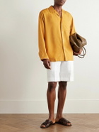 Anderson & Sheppard - Straight-Leg Garment-Dyed Linen Shorts - White