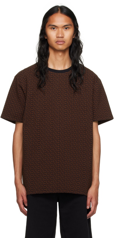 Photo: Balmain Brown Monogram T-Shirt