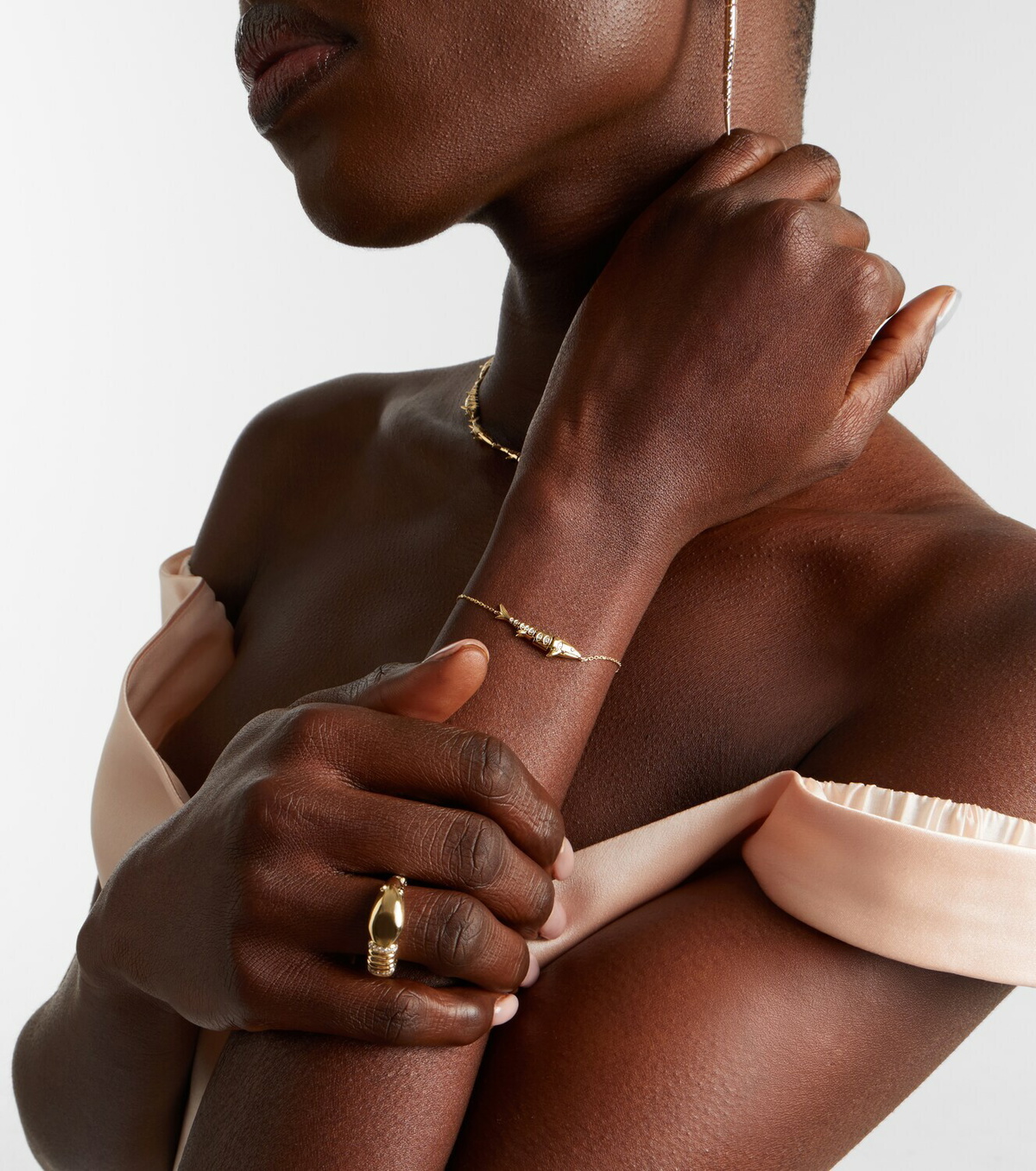 Yvonne Léon Marlin 9kt gold chain bracelet with diamonds
