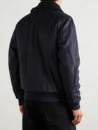 Private White V.C. - The Flight Jacket 3.0 Shearling-Trimmed Wool Bomber Jacket - Blue