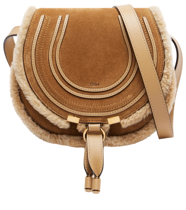 Photo: Chloé Marcie Small shearling-trimmed suede crossbody bag