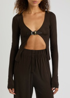 16 Arlington Daye Open-front Jersey Cardigan Brown