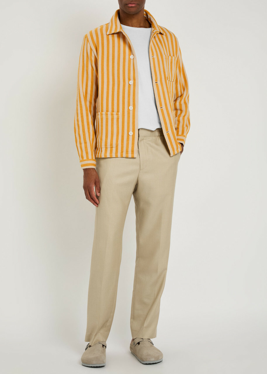 Smr Days Wittering Striped Cotton Overshirt Yellow