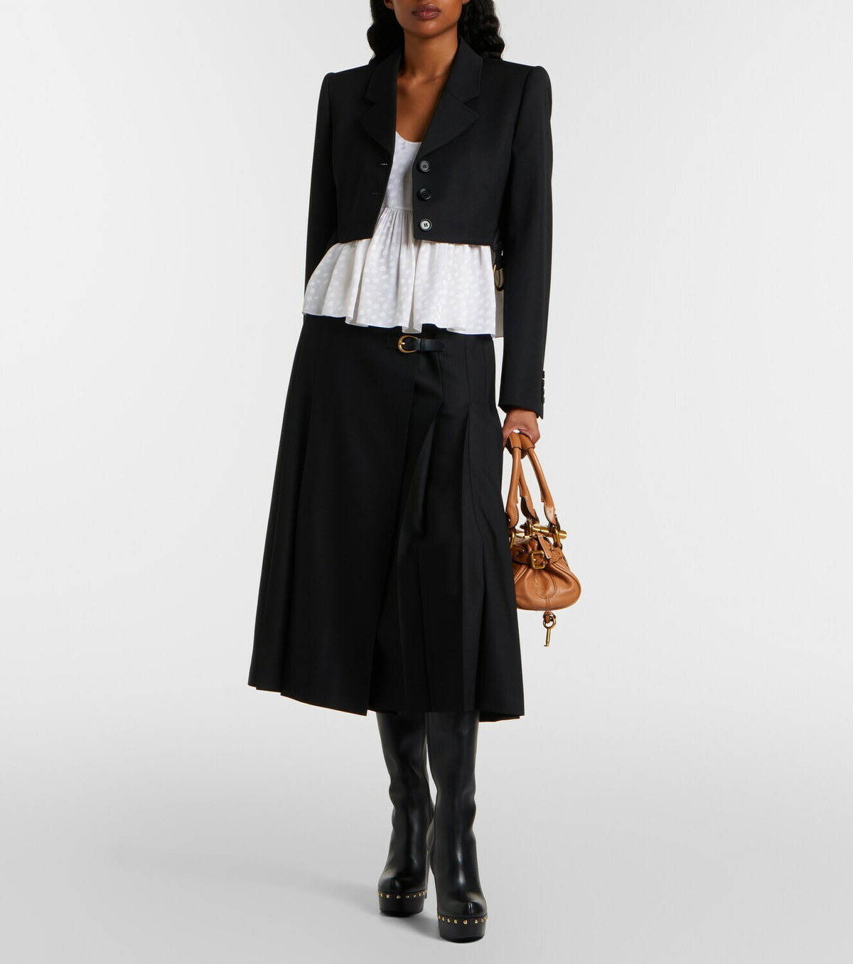 Chloé Pleated virgin wool midi skirt