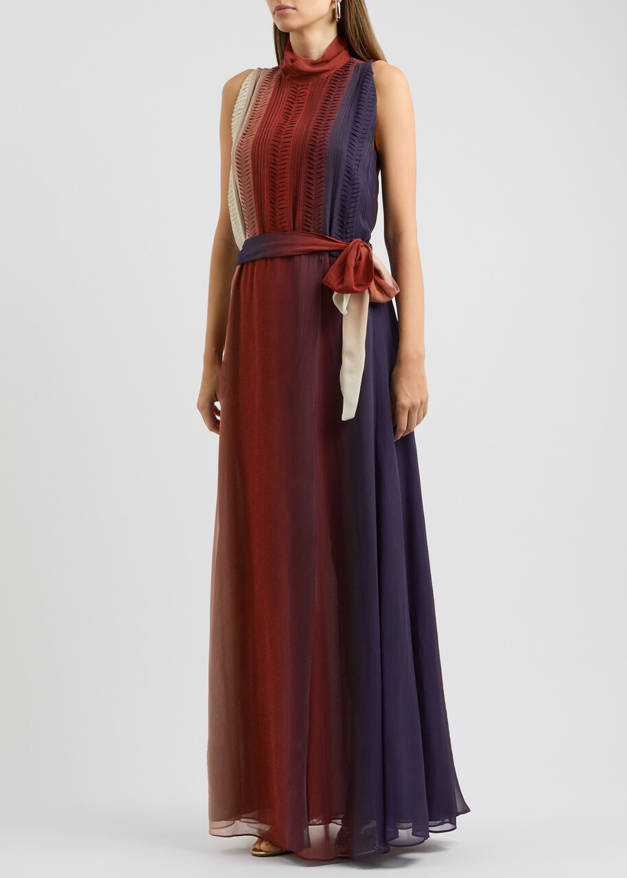 Forte_forte Belted Dégradé Chiffon Maxi Dress Dark Purple