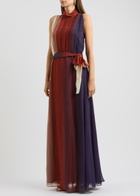 Forte_forte Belted Dégradé Chiffon Maxi Dress Dark Purple