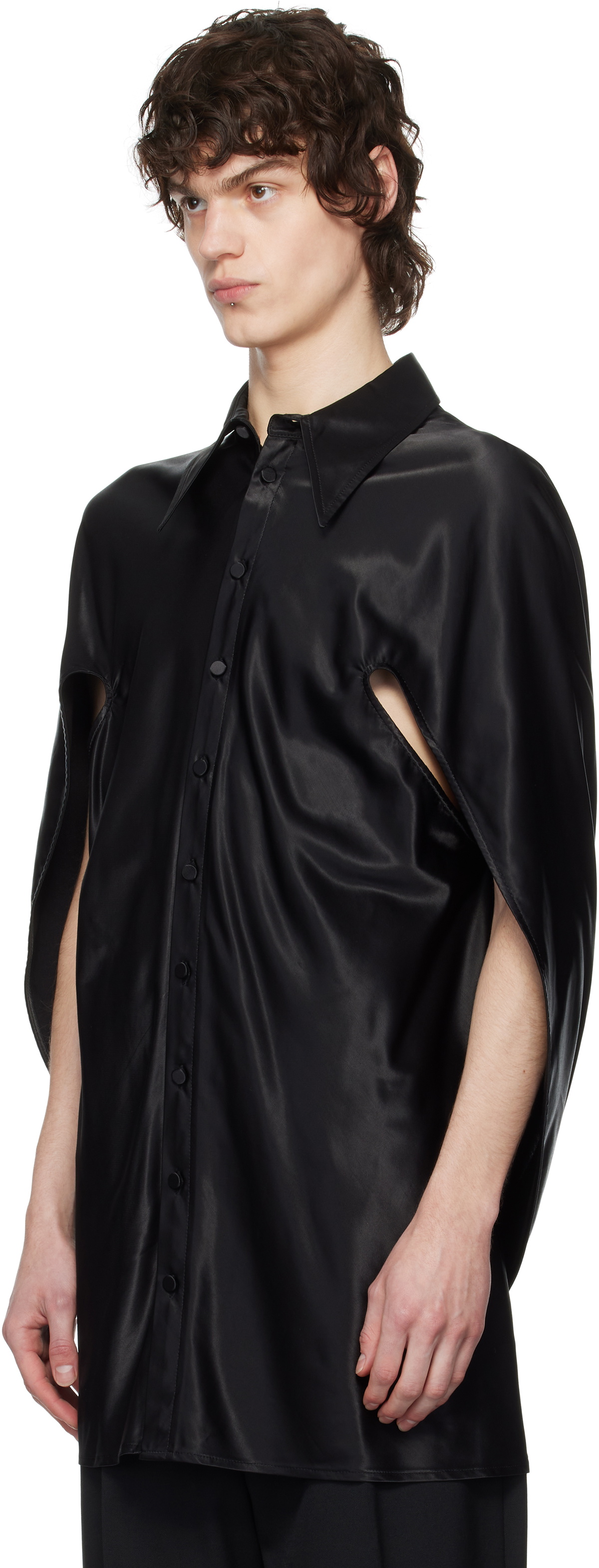 AARON ESH Black Open Arm Shirt