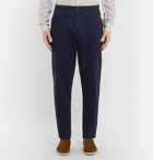 Ermenegildo Zegna - Indigo Tapered Garment-Dyed Cotton Drawstring Suit Trousers - Men - Blue