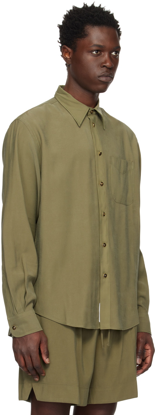 4SDESIGNS Khaki Button Down Shirt