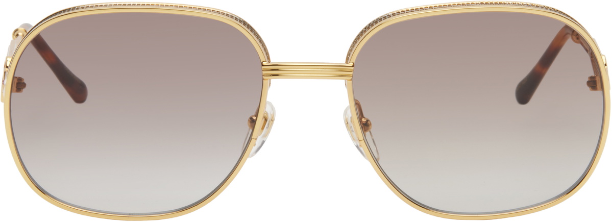 Casablanca Gold Square Metal Sunglasses