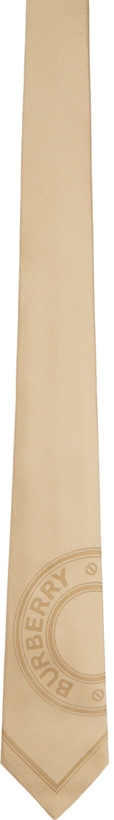 Photo: Burberry Beige Silk Modern Cut Logo Tie