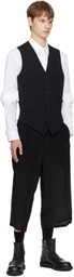 YOHJI YAMAMOTO Black Wool Gabardine 7Buttons Waistcoat