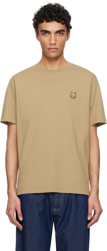 Photo: Maison Kitsuné Khaki Bold Fox Head Patch Comfort T-shirt