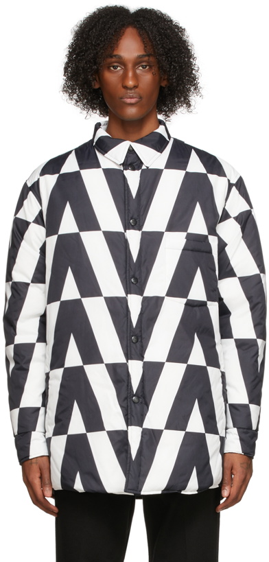 Photo: Valentino Reversible Black & White Optical Print Shirt Jacket