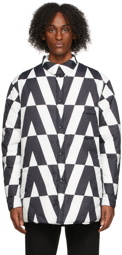Valentino Reversible Black & White Optical Print Shirt Jacket