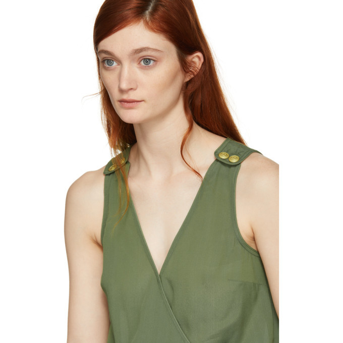 Pierre Balmain Khaki V-Neck Bodysuit