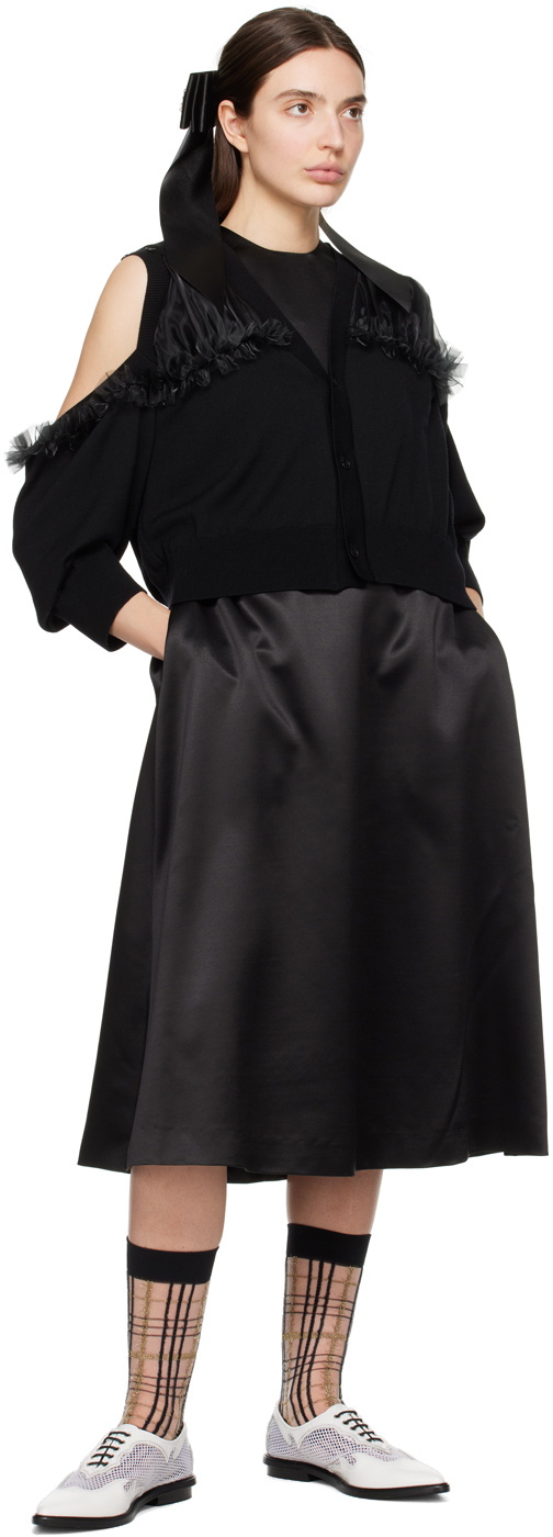 Noir Kei Ninomiya Black Ruffled Cardigan Noir Kei Ninomiya