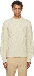 Jil Sander Off-White Cable Crewneck Sweater