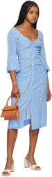 GANNI Blue Gingham Midi Dress