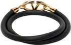 Valentino Garavani Black & Gold Double Leather Bracelet