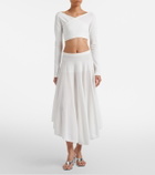 Alaïa Semi-sheer asymmetric cotton crêpe skirt